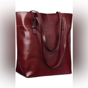 Elegant Red Leather Tote Bag